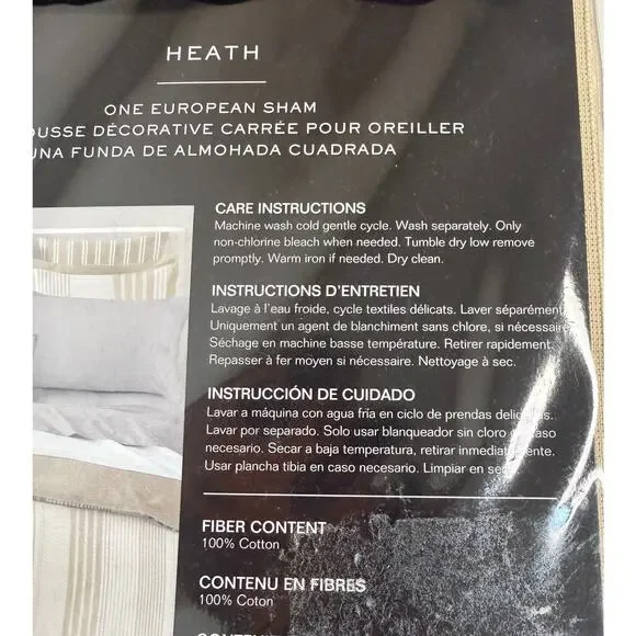 Lauren Ralph Lauren Heath European Sham 26 x 26 Tan Cream Stripe Cotton New - Picture 5 of 6